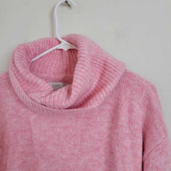 Loft Women's Size S Cowl Neck Knit Sweater Desert Rose Pink Heather - Picture 4 of 7